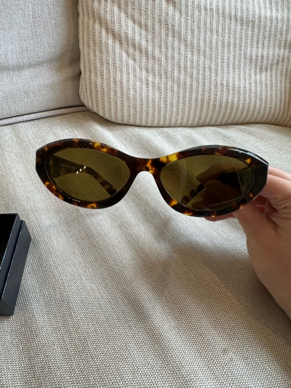 Prada Tortoiseshell Cat Eye Sunglasses with Olive Lenses